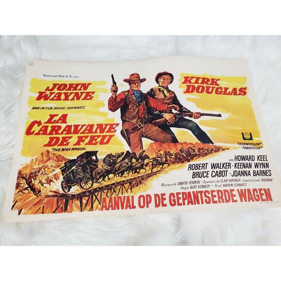 Vintage The WAR WAGON movie poster 14x21 John Wayne Belgian French - Picture 1 of 12